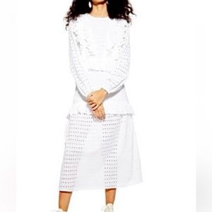Topshop Broderie Ruffle Trim Eyelet Maxi Dress , Size US 6